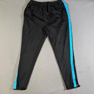 Umbro Mens Track Pants L Black Blue‎ Athletic Drawstring Zipper Pockets Soccer